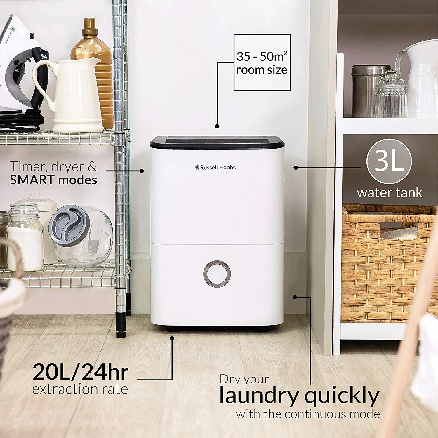 Russell Hobbs 20L Dehumidifier 4 Russell Hobbs 20L Dehumidifier - Image 2