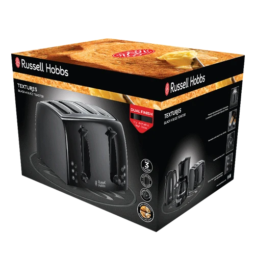 Russell Hobbs Textures 4 slice Toaster - Black 7 Russell Hobbs Textures 4 slice Toaster - Black - Image 5