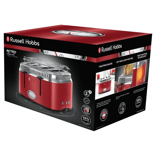 Russell Hobbs Retro Red 4 Slice Toaster 7 Russell Hobbs Retro Red 4 Slice Toaster - Image 5