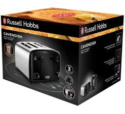 Russell Hobbs Cavendish Black 4 Slice Toaster -Deals Russell Hobbs Store rh 3Dpack image 24093