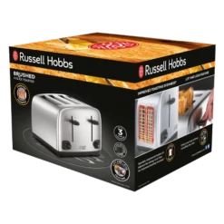 Russell Hobbs Brushed Stainless Steel 4 Slice Toaster -Deals Russell Hobbs Store rh 3Dpack image 24094