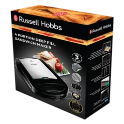 Deep Fill Sandwich Maker - 4 Slice Silver -Deals Russell Hobbs Store rh 3Dpack image 24550