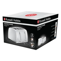 Russell Hobbs Honeycomb 4 Slice White Toaster -Deals Russell Hobbs Store rh 3Dpack image 26070
