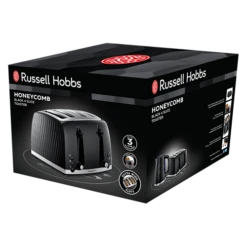 Russell Hobbs Honeycomb 4 Slice Black Toaster -Deals Russell Hobbs Store rh 3Dpack image 26071