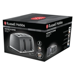 Russell Hobbs Honeycomb 4 Slice Grey Toaster -Deals Russell Hobbs Store rh 3Dpack image 26073