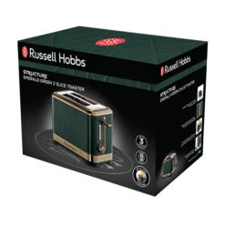 Russell Hobbs Structure Brass Emerald Green Toaster - 2 Slice -Deals Russell Hobbs Store rh 3dpack image 26121
