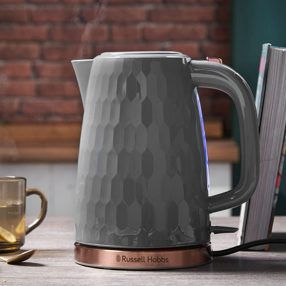 Russell Hobbs Honeycomb Kettle Grey with Rose Gold 9 Russell Hobbs Honeycomb Kettle Grey with Rose Gold - Image 7