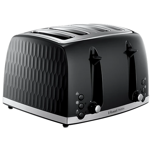 Russell Hobbs Honeycomb 4 Slice Black Toaster -Deals Russell Hobbs Store rh main image 26071 1