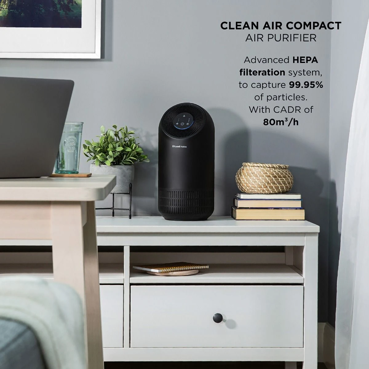 rhap1001b_lifestyle_2000px_01.jpg Russell Hobbs Clean Air Compact Air Purifier with Touch Control Black -Deals Russell Hobbs Store
