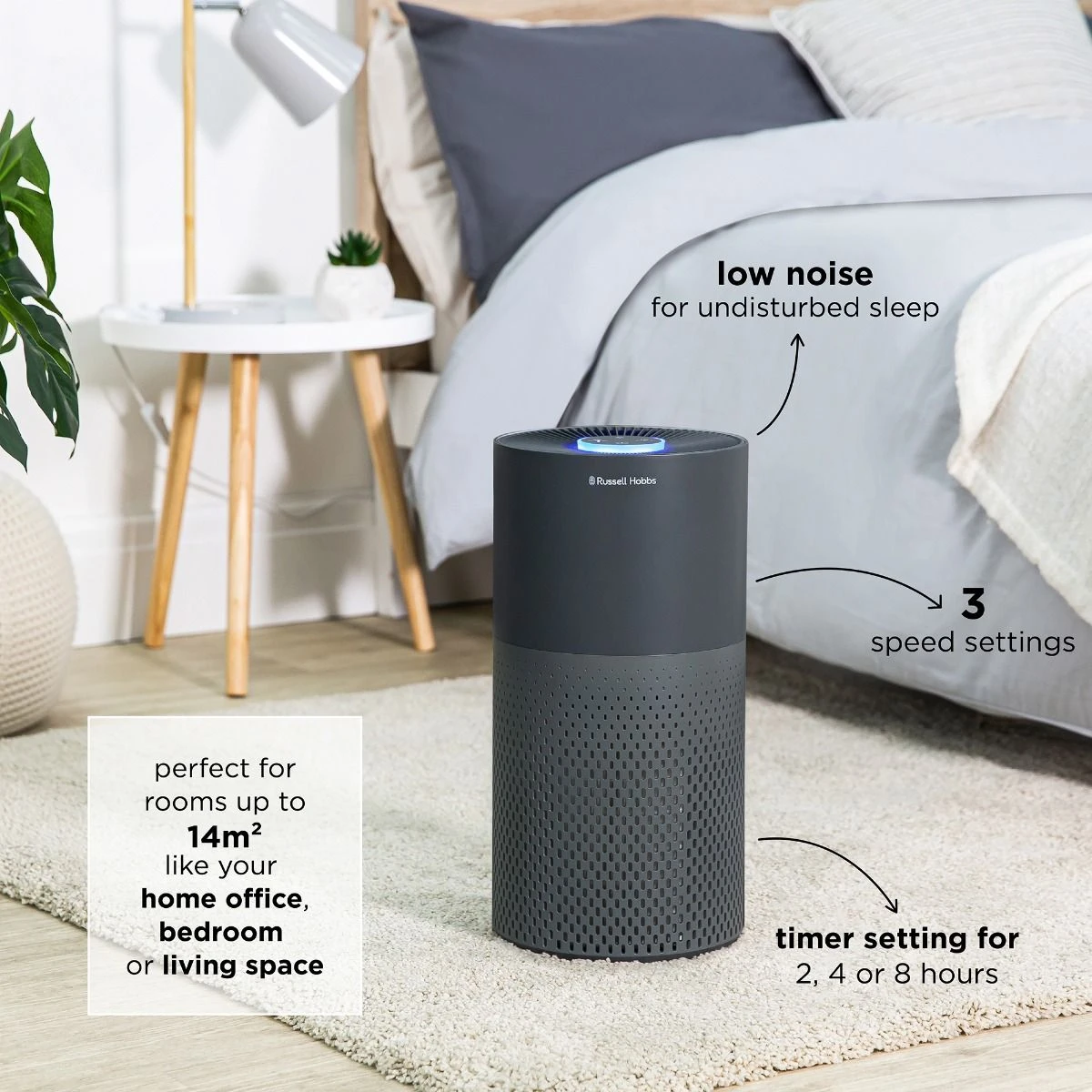 Russell Hobbs Clean Pro Air Purifier in Grey with H13 HEPA Filter 4 Russell Hobbs Clean Pro Air Purifier in Grey with H13 HEPA Filter - Image 2