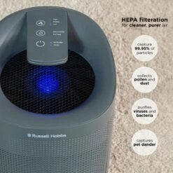 Russell Hobbs 1L Fresh Air Pro Compact 2 in 1 Grey Dehumidifier & Air Purifier -Deals Russell Hobbs Store rhdh1101g lifestyle 2000px 03