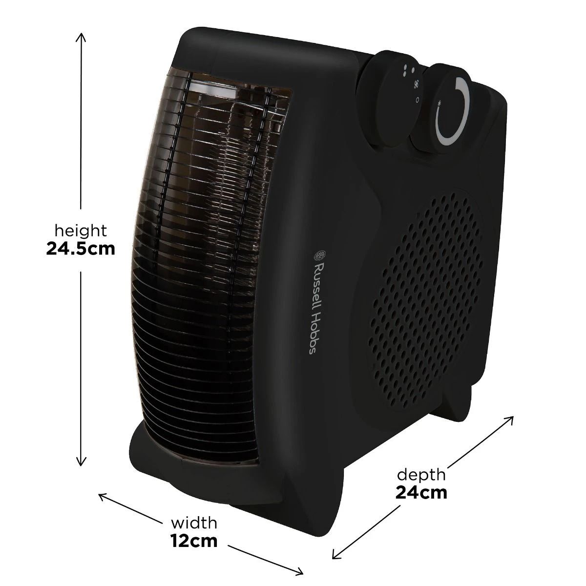 Russell Hobbs 2kW Black Portable Horizontal or Vertical Fan Heater 4 Russell Hobbs 2kW Black Portable Horizontal or Vertical Fan Heater - Image 2