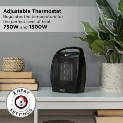 Russell Hobbs 1.5kW Ceramic Black Portable Upright Fan Heater -Deals Russell Hobbs Store rhfh1006b lifestyle 04
