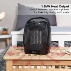 Russell Hobbs 1.5kW Ceramic Black Portable Upright Fan Heater -Deals Russell Hobbs Store rhfh1006b lifestyle 07
