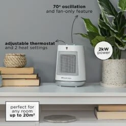 Russell Hobbs 2kW Oscillating Ceramic Electric Fan Heater in White 14 Russell Hobbs 2kW Oscillating Ceramic Electric Fan Heater in White -Deals Russell Hobbs Store rhfh1008 lifestyle 1s