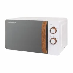 17 Litre Scandi White Manual Microwave with Wood Effect