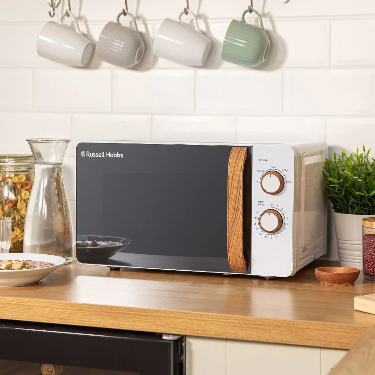 17 Litre Scandi White Manual Microwave with Wood Effect 4 17 Litre Scandi White Manual Microwave with Wood Effect - Image 3