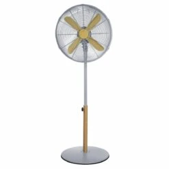 Russell Hobbs 16" Scandi Pedestal Fan in Grey and Wood Effect