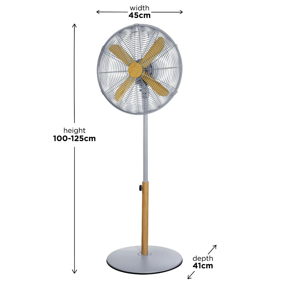 Russell Hobbs 16" Scandi Pedestal Fan in Grey and Wood Effect 4 Russell Hobbs 16" Scandi Pedestal Fan in Grey and Wood Effect - Image 2