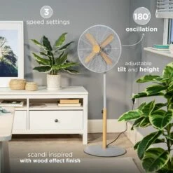 Russell Hobbs 16" Scandi Pedestal Fan in Grey and Wood Effect 10 Russell Hobbs 16" Scandi Pedestal Fan in Grey and Wood Effect -Deals Russell Hobbs Store rhmpf1601wdg lifestyle 2000px 01 1