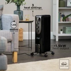Russell Hobbs 7 Fin 1.5kW Oil Filled Radiator Black 10 Russell Hobbs 7 Fin 1.5kW Oil Filled Radiator Black -Deals Russell Hobbs Store rhofr5001b lifestyle 1 web2000px 1