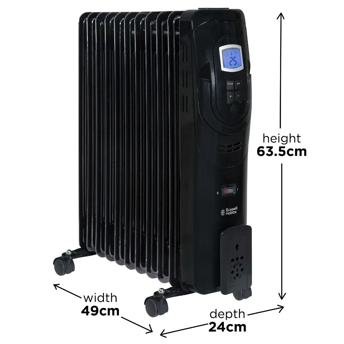 Russell Hobbs 11 Fin 2.5kW Black Oil Filled Radiator 4 Russell Hobbs 11 Fin 2.5kW Black Oil Filled Radiator - Image 2