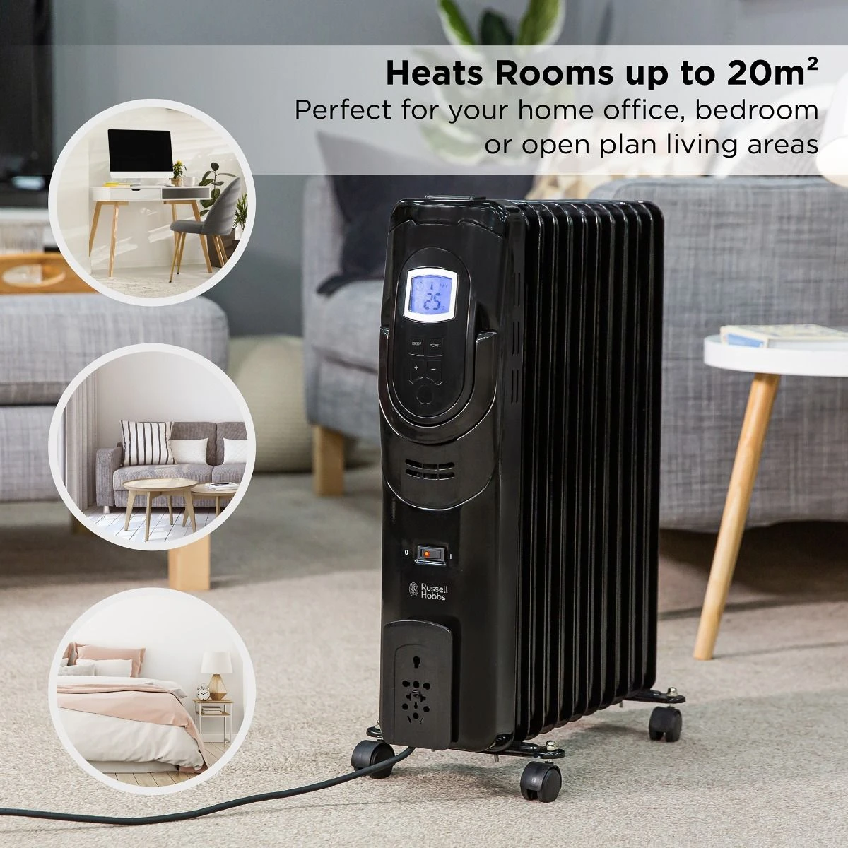 Russell Hobbs 11 Fin 2.5kW Black Oil Filled Radiator 6 Russell Hobbs 11 Fin 2.5kW Black Oil Filled Radiator - Image 4