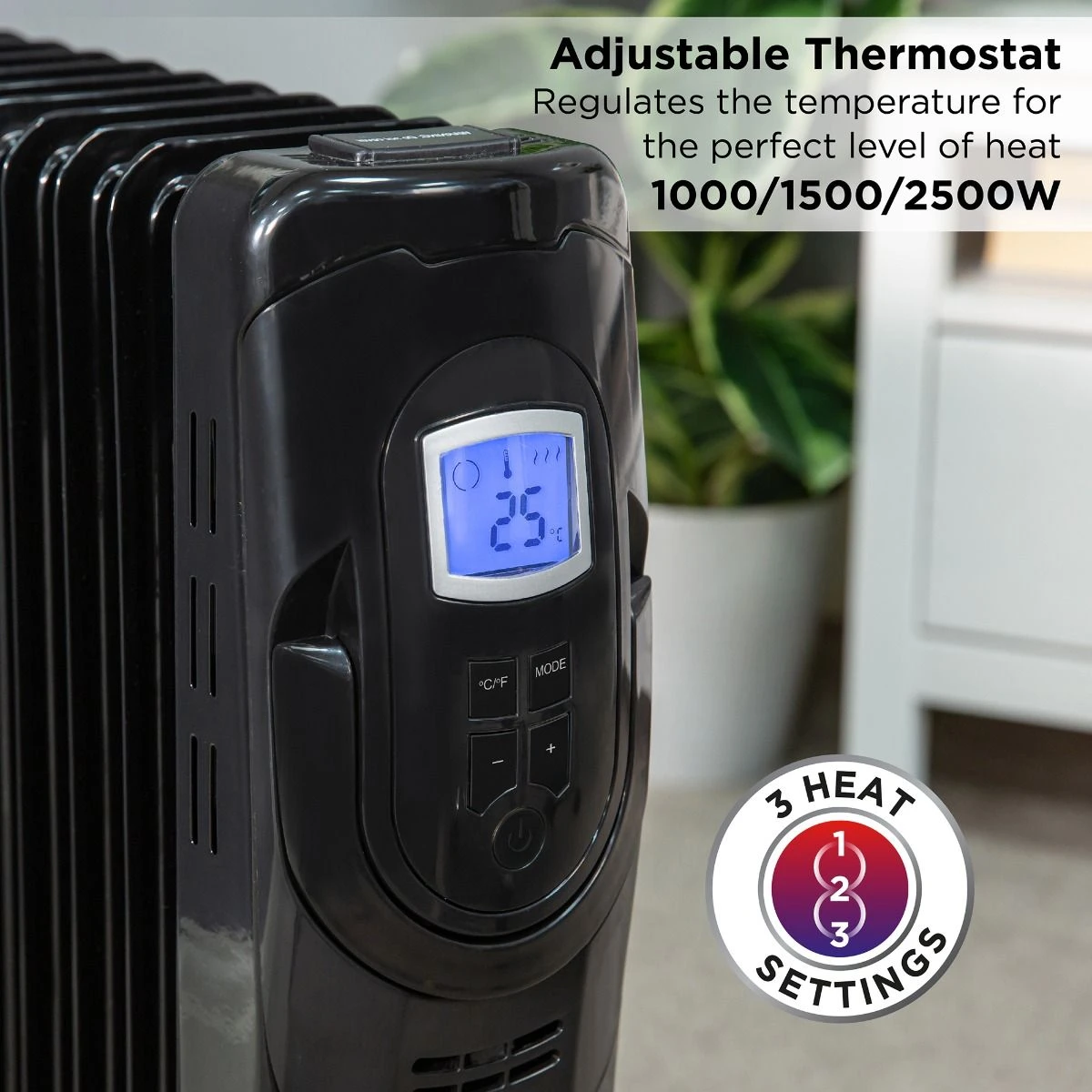 Russell Hobbs 11 Fin 2.5kW Black Oil Filled Radiator 10 Russell Hobbs 11 Fin 2.5kW Black Oil Filled Radiator - Image 8