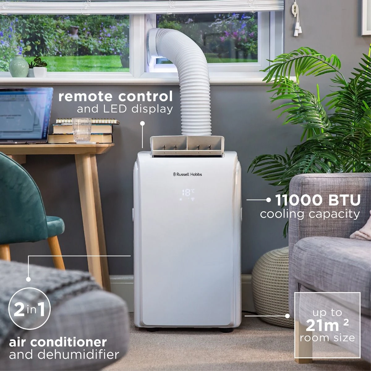 Russell Hobbs 2 in 1 Portable Air Conditioner and Dehumidifier 11000 BTU 5 Russell Hobbs 2 in 1 Portable Air Conditioner and Dehumidifier 11000 BTU - Image 3