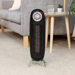 Russell Hobbs 2kW Black Retro Ceramic Tower Heater -Deals Russell Hobbs Store rhretfh1002b lifestyle 3