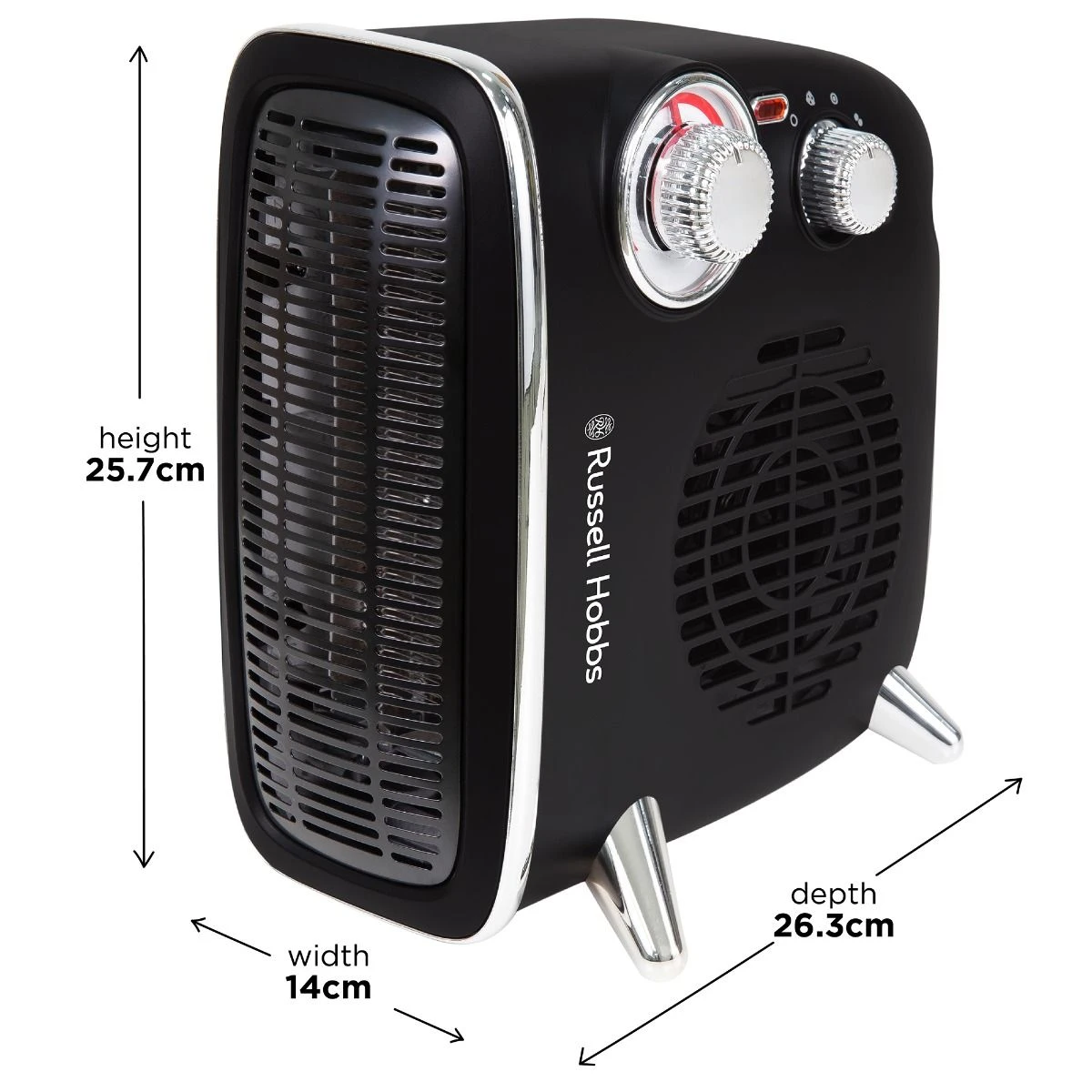 Russell Hobbs Retro 1.8kW Horizontal/Vertical Black Fan Heater 12 Russell Hobbs Retro 1.8kW Horizontal/Vertical Black Fan Heater - Image 10