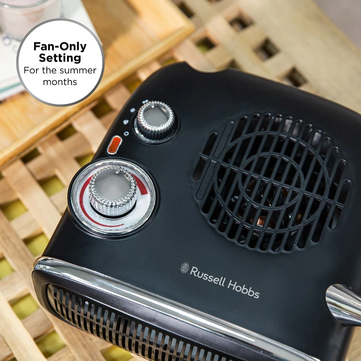 Russell Hobbs Retro 1.8kW Horizontal/Vertical Black Fan Heater 10 Russell Hobbs Retro 1.8kW Horizontal/Vertical Black Fan Heater - Image 8